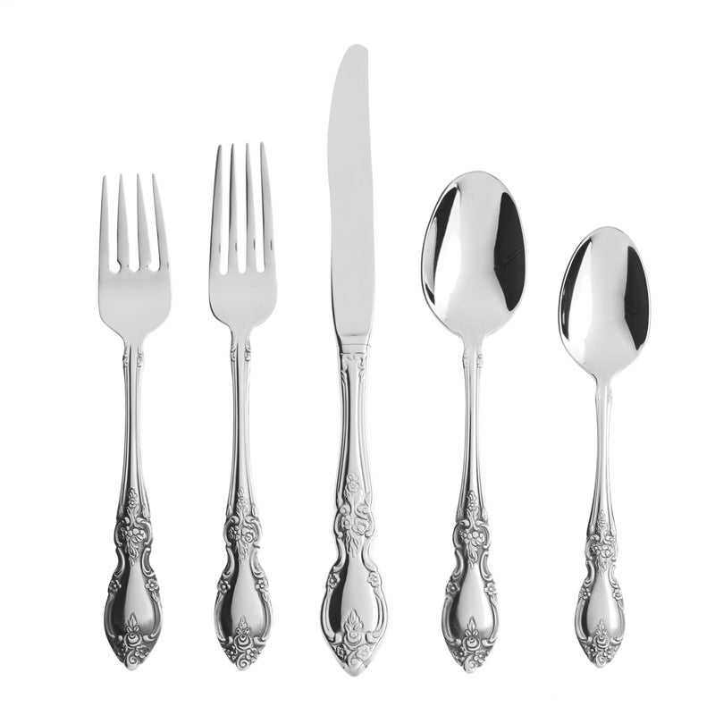Oneida Silverware Set For 4, Louisiana 20-Piece Fine Flatware Set, Service For 4, 18/8 Stainless Steel, Silver, Mirror Finish, Knives Spoons and Forks, Dishwasher Safe, Tableware (Silver, 20 Pieces) - Image 1